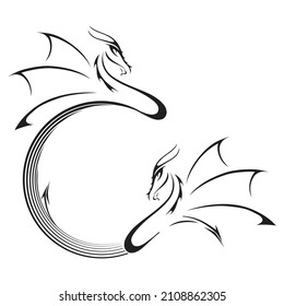 Two black dragons, vector illustration