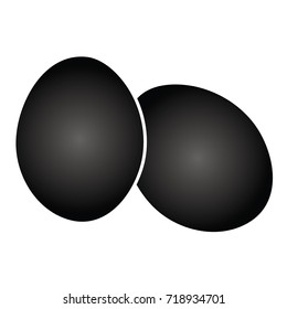 Two black eggs on a white background