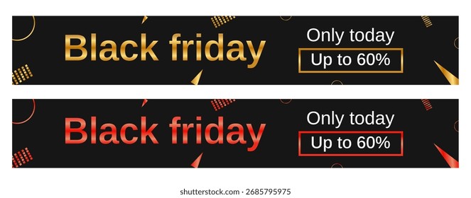 Two Black Friday banners with gradients and geometric elements. Two templates for the Black Friday sale.
