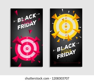 two Black Friday flyer templates with target as key visual with discount numbers on it with big typography