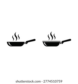 Two black frying pans with steam rising