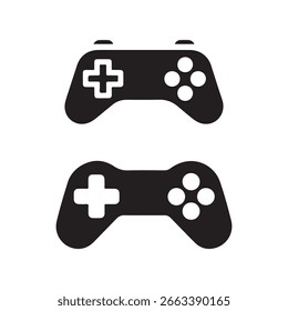 Two Black Game Controllers Isolated on White Background Representing Gaming Culture