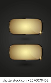 Two Black and gradient Luxury buttons infographic vector design. set of two gold buttons, options on isolated dark gradient background, a premium Vector illustration.
