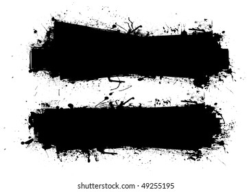 Two black grunge ink splat banners with room to add your own text