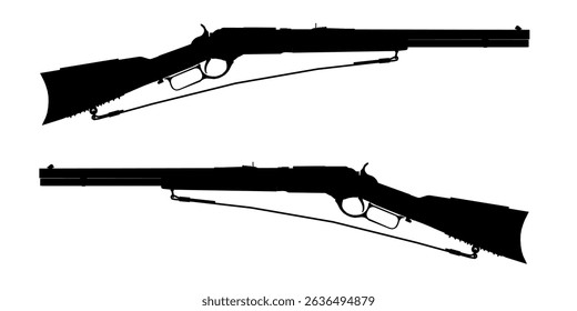 Two black guns are shown side by side. The guns are very long and have a black barrel