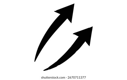 Duas setas pretas desenhadas à mão curvando-se para cima sobre um fundo branco, sugerindo progresso, crescimento ou direção.