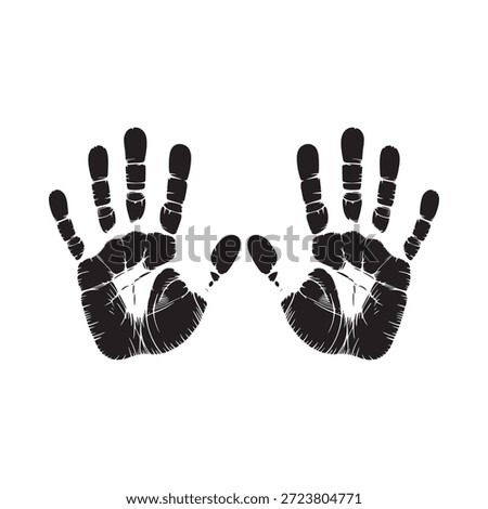 Two black handprints facing each other a striking visual impression