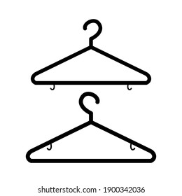 Two black hanger flat design icons on white background