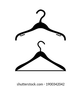 Two black hanger flat design icons on white background