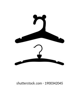 Two black hanger flat design icons on white background