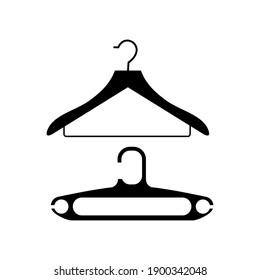 Dos iconos de diseño plano y colgante negro sobre fondo blanco