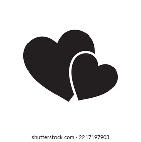 Two black heart icons on white background. Minimal heart-shaped line. 2023