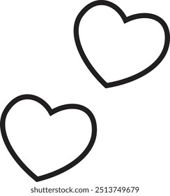 Two black hearts.Heart shape love symbol.Elegance,border.Valentine's day.Wedding cards print.Vinyl wall sticker decal.Tattoo.Plotter cut.DIY. Abstract vector heartbeat silhouette outline drawing.Decor