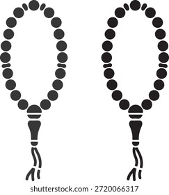 Duas contas de oração islâmicas pretas ou tasbih em um fundo branco