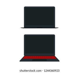 Two black isolated laptops. Front view