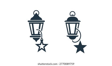 Two black lanterns with star decorations