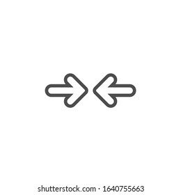 Two black line opposite horizontal arrows isolated on white. Flat vector vise versa icon. Exchange icon. Good for web and software interfaces.  Flip flop pictogram.