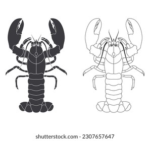 Two black Lobster silhouettes on White Background.1