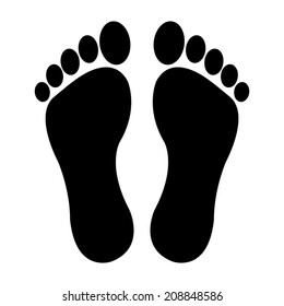 Two black man footprints isolated on white - vector illustration