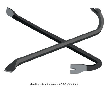 Two black metal crowbars with curved ends crossed over