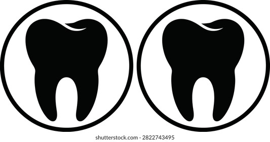 Two black molar teeth icons side by side