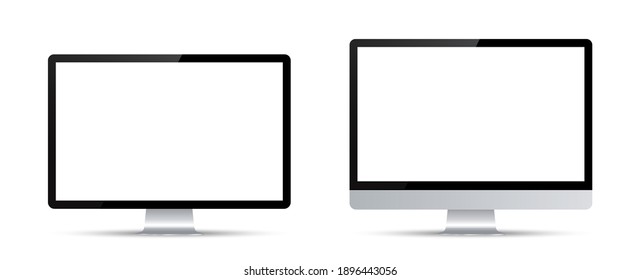 Two black monitor mockup with white empty display - stock vecto