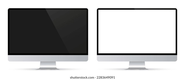 Two black monitor mockup with white and black empty display - vector