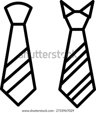 Two black outline ties one with a bow one with a knot and stripes necktie bow tie