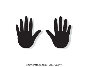 Two black palms of a hand on a white background.