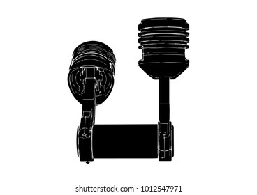 two black pistons on a white background