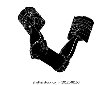 two black pistons on a white background