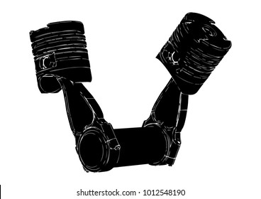 two black pistons on a white background