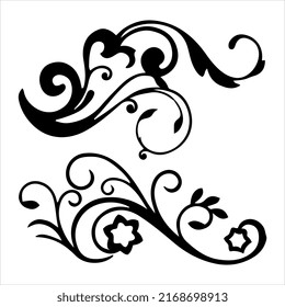 Two black plants on white background