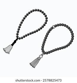 Two Black Prayer Beads with Tassels