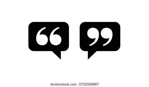 Zwei schwarze Anführungszeichen-Sprechblasen auf weißem Hintergrund