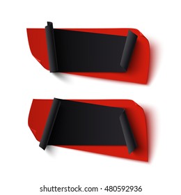 Two black and red, abstract banners isolated on white background. Vector illustration.
