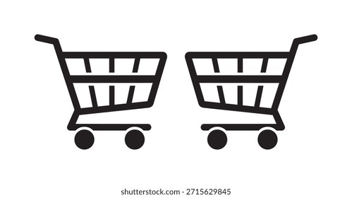 Dois carrinhos de compras preto ícone lado a lado em um fundo branco vetor arte ilustração modelo de design isolado em um fundo branco.