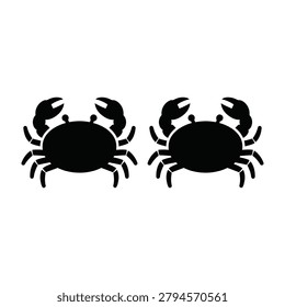 Two black silhouette crabs moving sideways, ocean sea creatures, marine life, underwater world