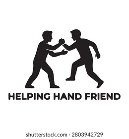 Two black silhouette figures shaking hands in a supportive gesture against transparent background
