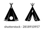 Two Black Silhouette Teepee Shapes Against A White Background Native American Dwellings