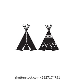 Two Black Silhouette Teepee