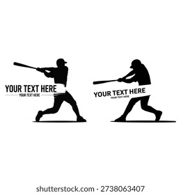 Two black silhouettes of baseball players swinging bats