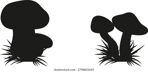 Two black silhouettes of men shaking hands under bright light vector illustration