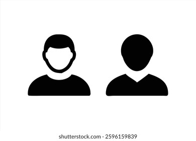 Two black silhouettes represent diverse male figures, showcasing different hairstyles and facial features. The clean design emphasizes simplicity and unity among individuals.