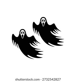 Two black silhouettes of the scream ghost from the horror franchise