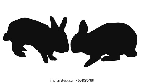 Two black simple vector rabbit/bunny silhouettes on white background.