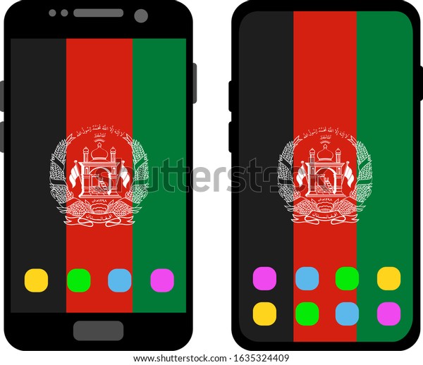 Two Black Smartphones Home Screen Wallpaper Stock Vector (Royalty Free