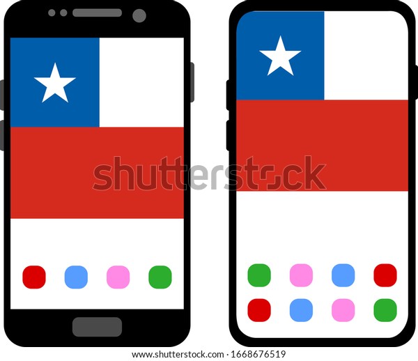 Two Black Smartphones Home Screen Wallpaper Stock Vector (Royalty Free