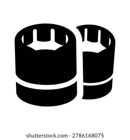 Two black socket wrench heads and a connecting bar, vector illustration
