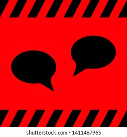 Two black speaking bubbles on a red background, vector illustration for design.